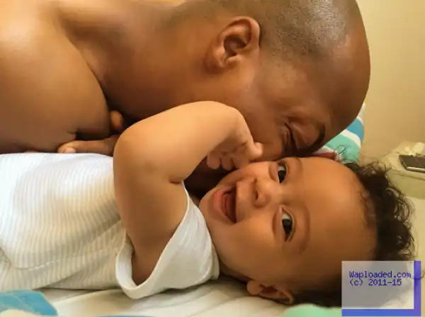 Adorable photo of actor IK Ogbonna with his son, Ace